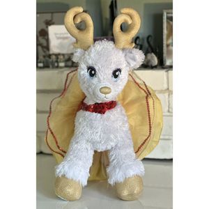 Build-A-Bear Glisten Reindeer, With Red Sequined Dress Tutu 19”